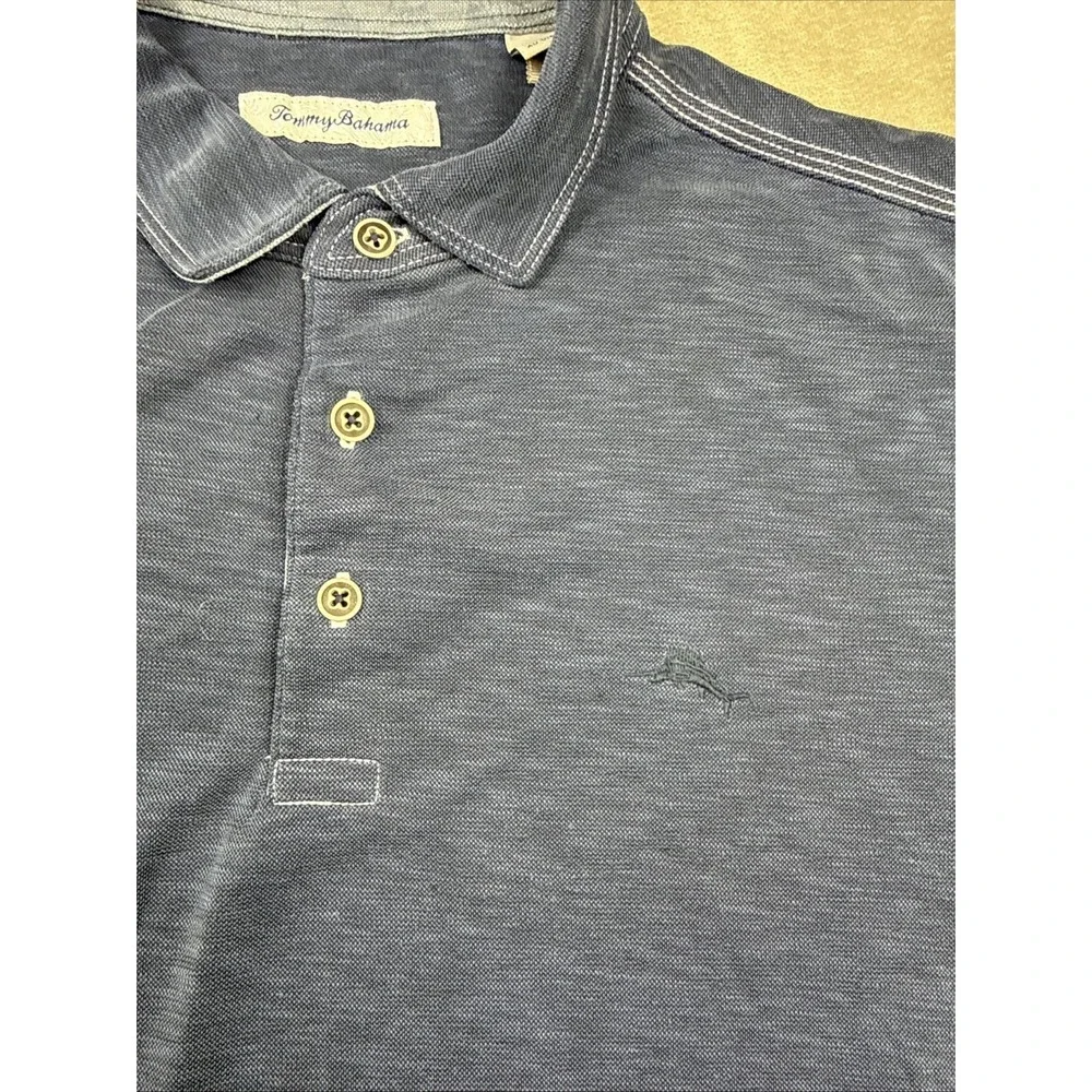 Tommy Bahama Polo Shirt Mens Med Heather Blue Performance Modal Blend - Picture 5 of 16